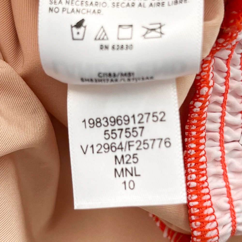 NEW Lands End Smocked Swimsuit Dress Orange Pink Floral Womens 10 - Picture 12 of 13
